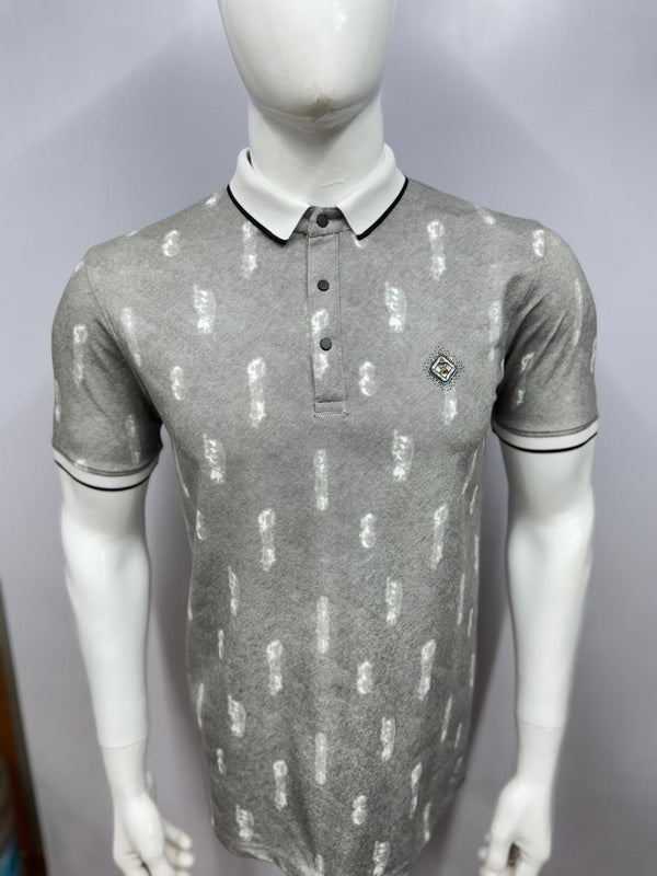 Men's Printed Polo T-Shirt | Contrast Collar | Trendy & Comfortable Casual Wear