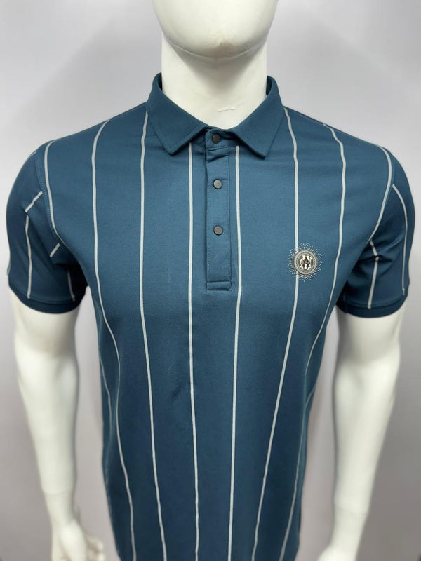 Men's Brown Striped Polo T-Shirt | Slim Fit Casual Wear | Premium Soft Fabric