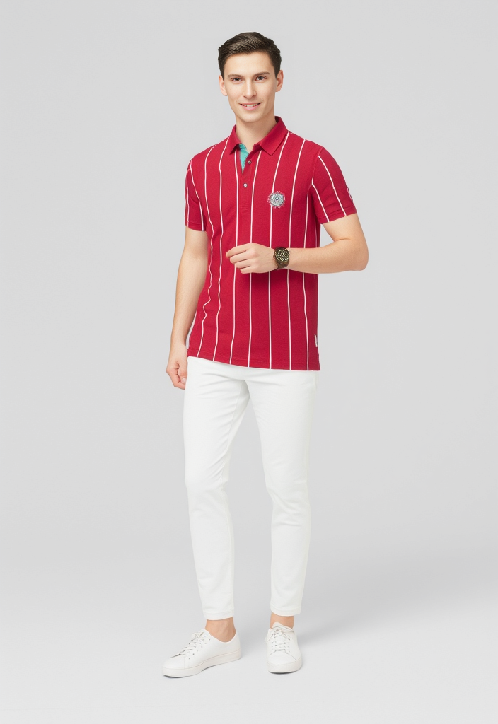 Men's Brown Striped Polo T-Shirt | Slim Fit Casual Wear | Premium Soft Fabric